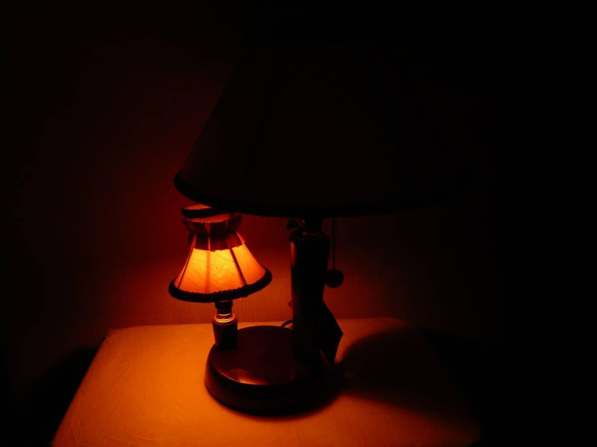 レトロ 電気スタンド 黄色布製笠 エヌエス照明テーブルフロアー